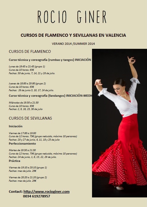 cursos de flamenco y sevillanas. Verano 2014 en Valencia